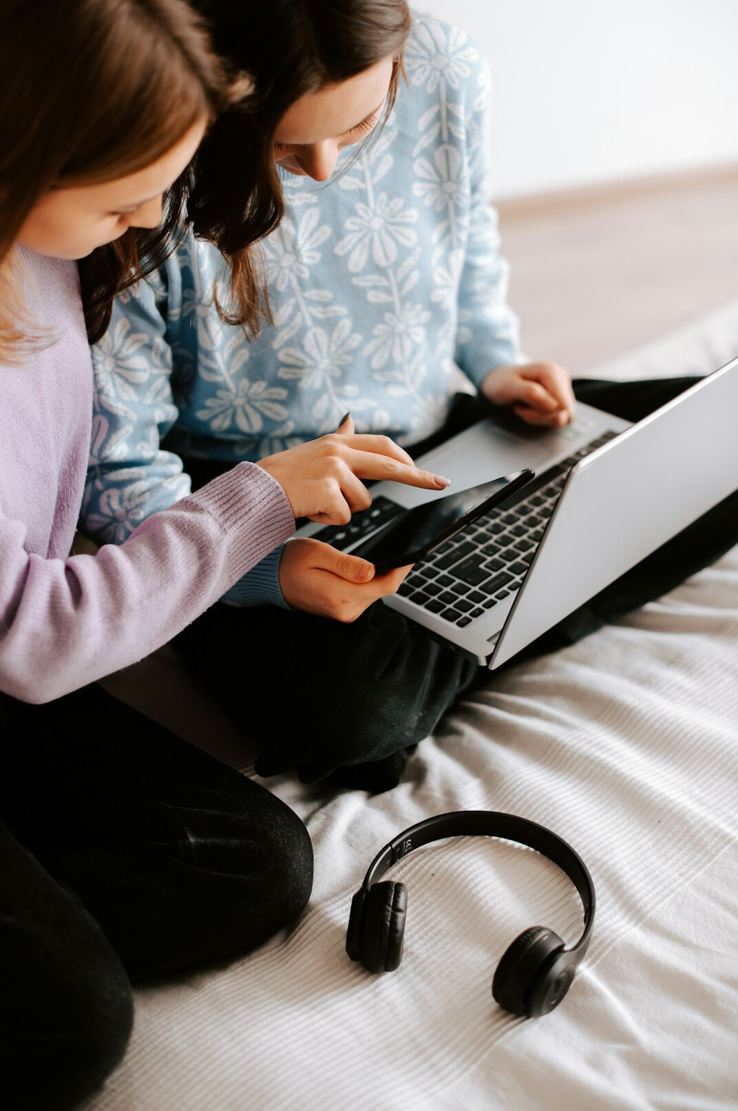 family learning coding together